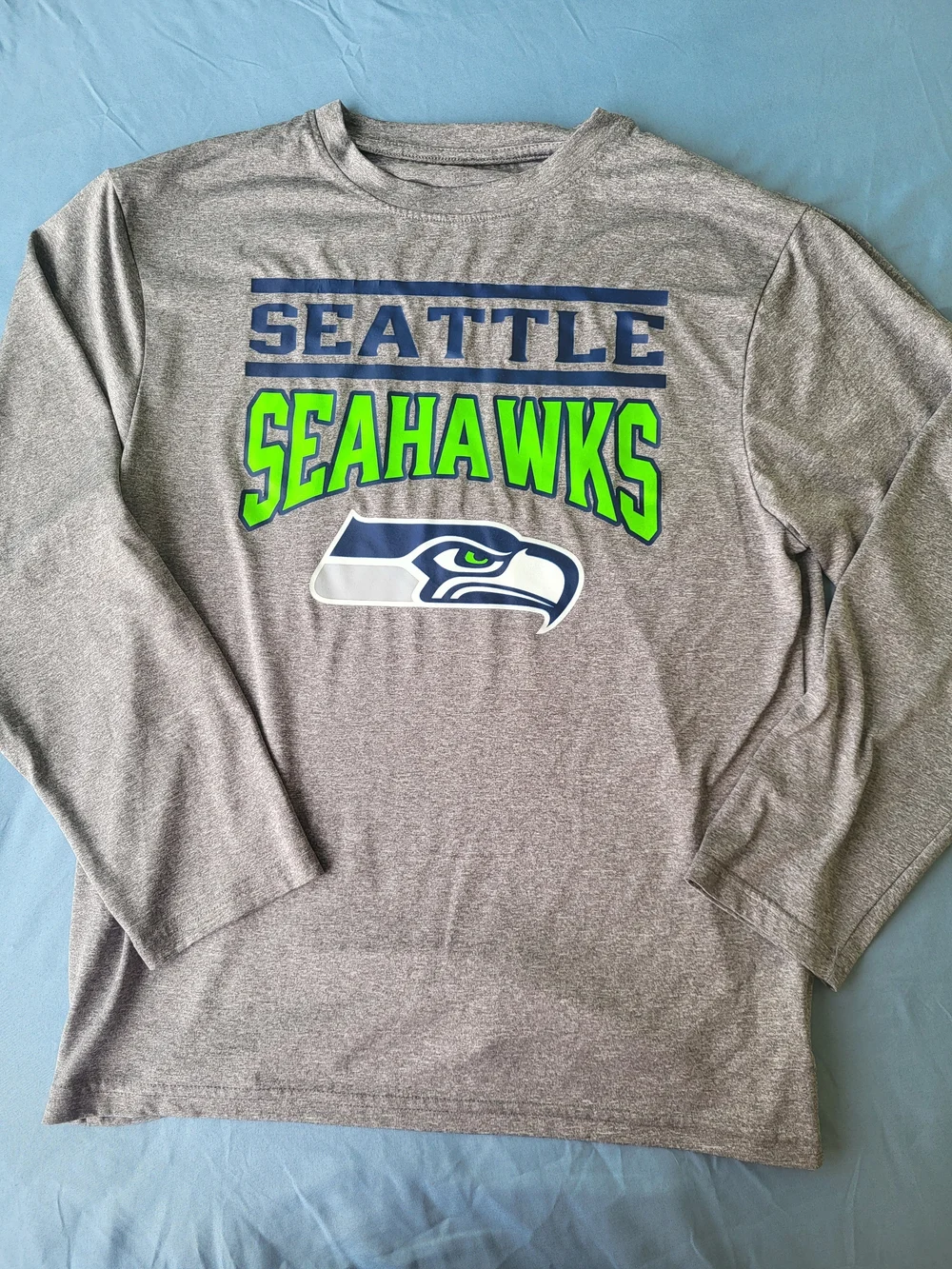 Seattle Seahawks Youth Long Sleeve Tee - Gray/Neon Green